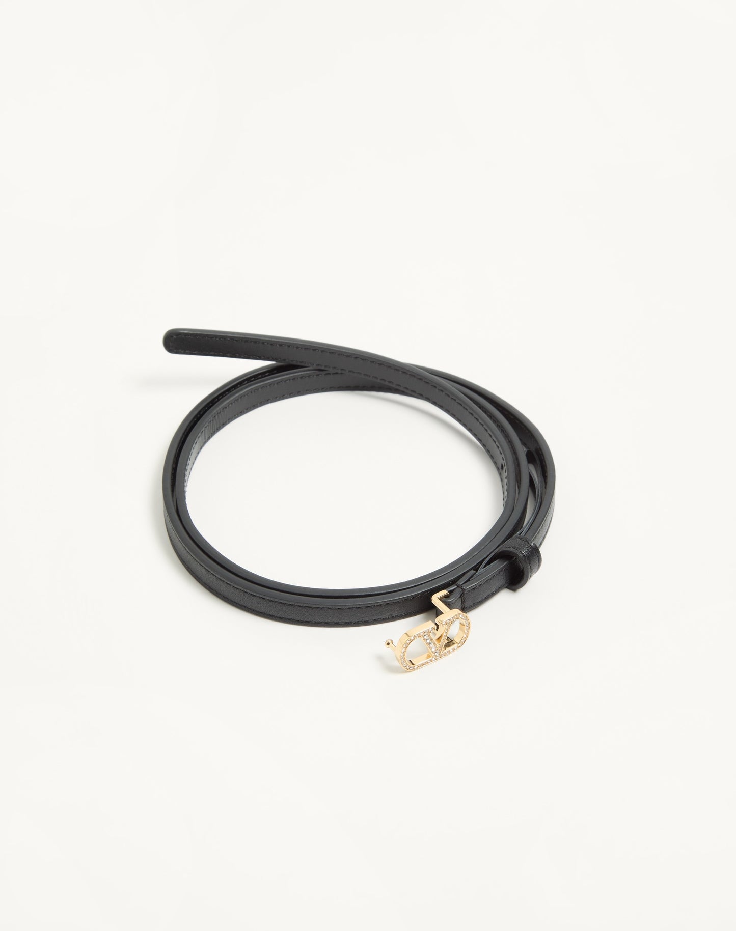 Vlogo Signature Belt In Shiny Calfskin With Crystals 10 Mm