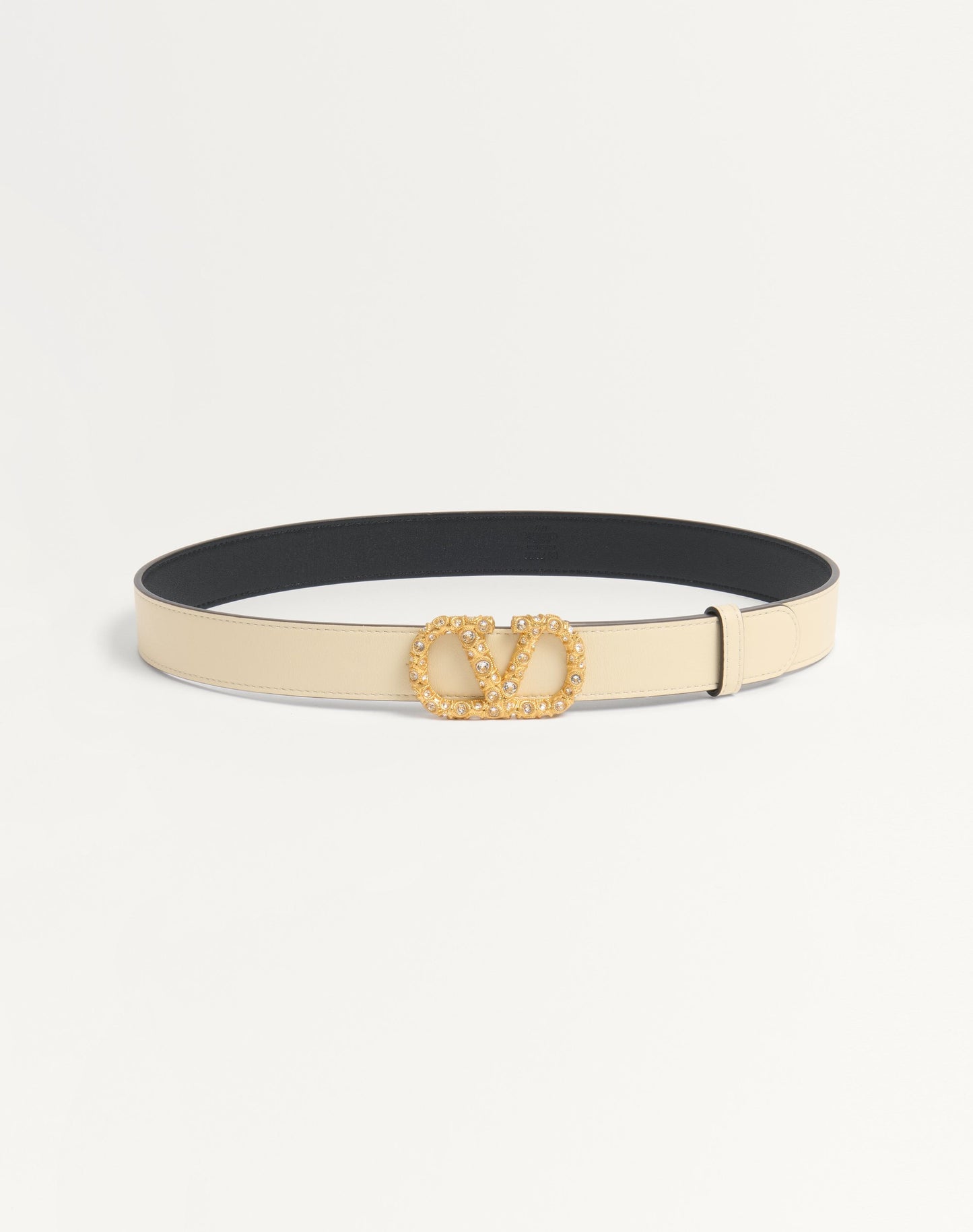 Vlogo Signature Belt In Shiny Calfskin With Crystals 30 Mm