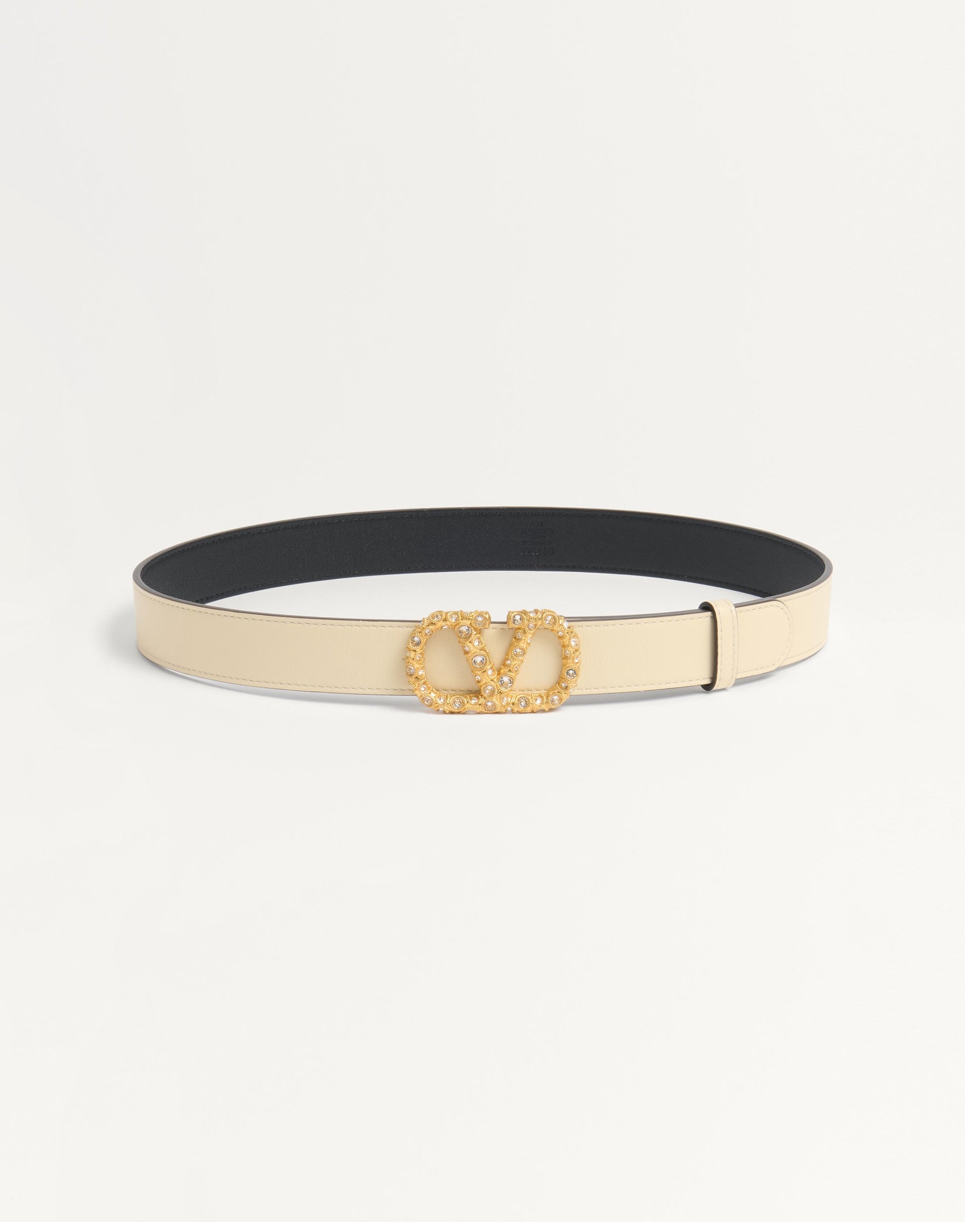 Vlogo Signature Belt In Shiny Calfskin With Crystals 30 Mm