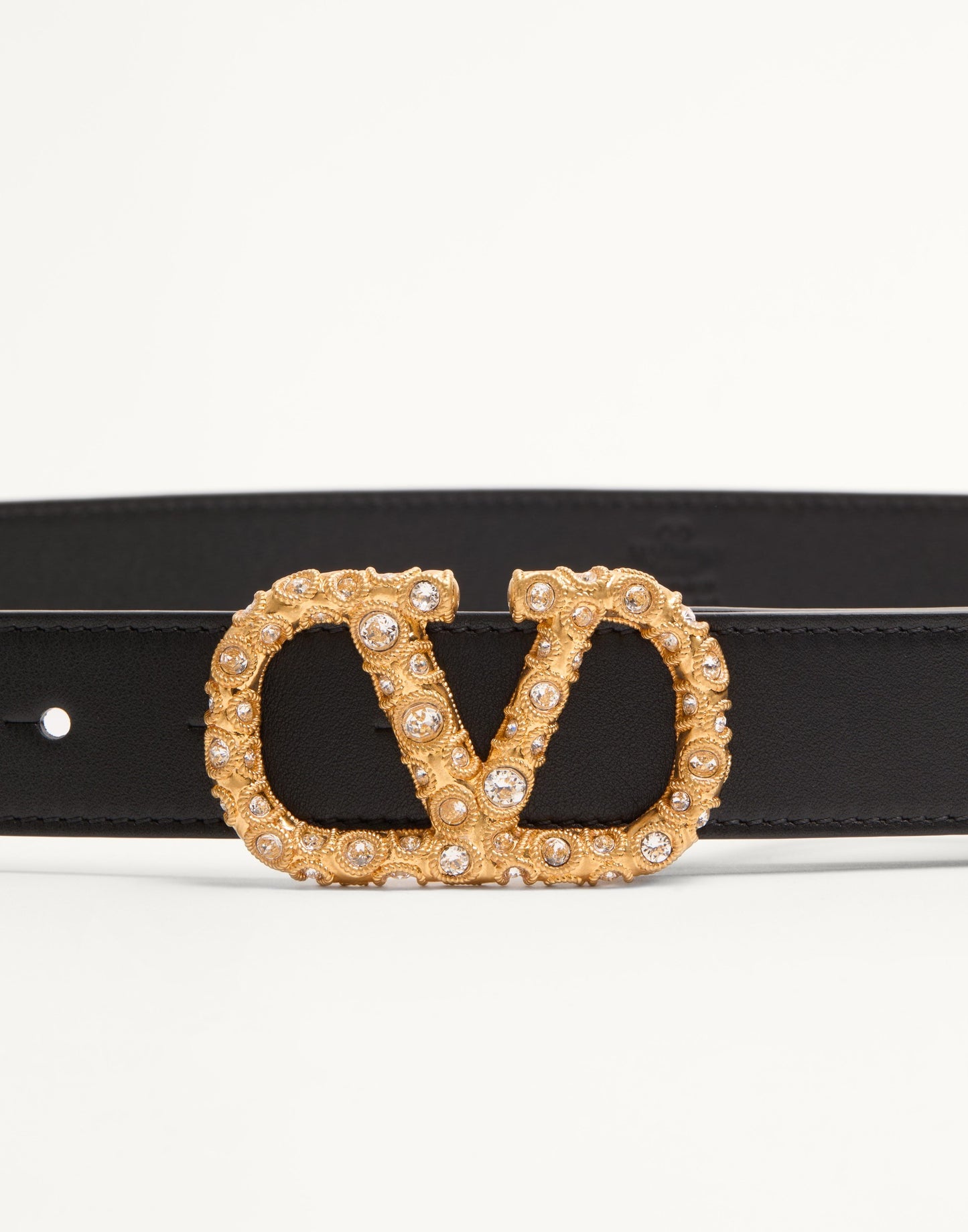 Vlogo Signature Belt In Shiny Calfskin With Crystals 30 Mm