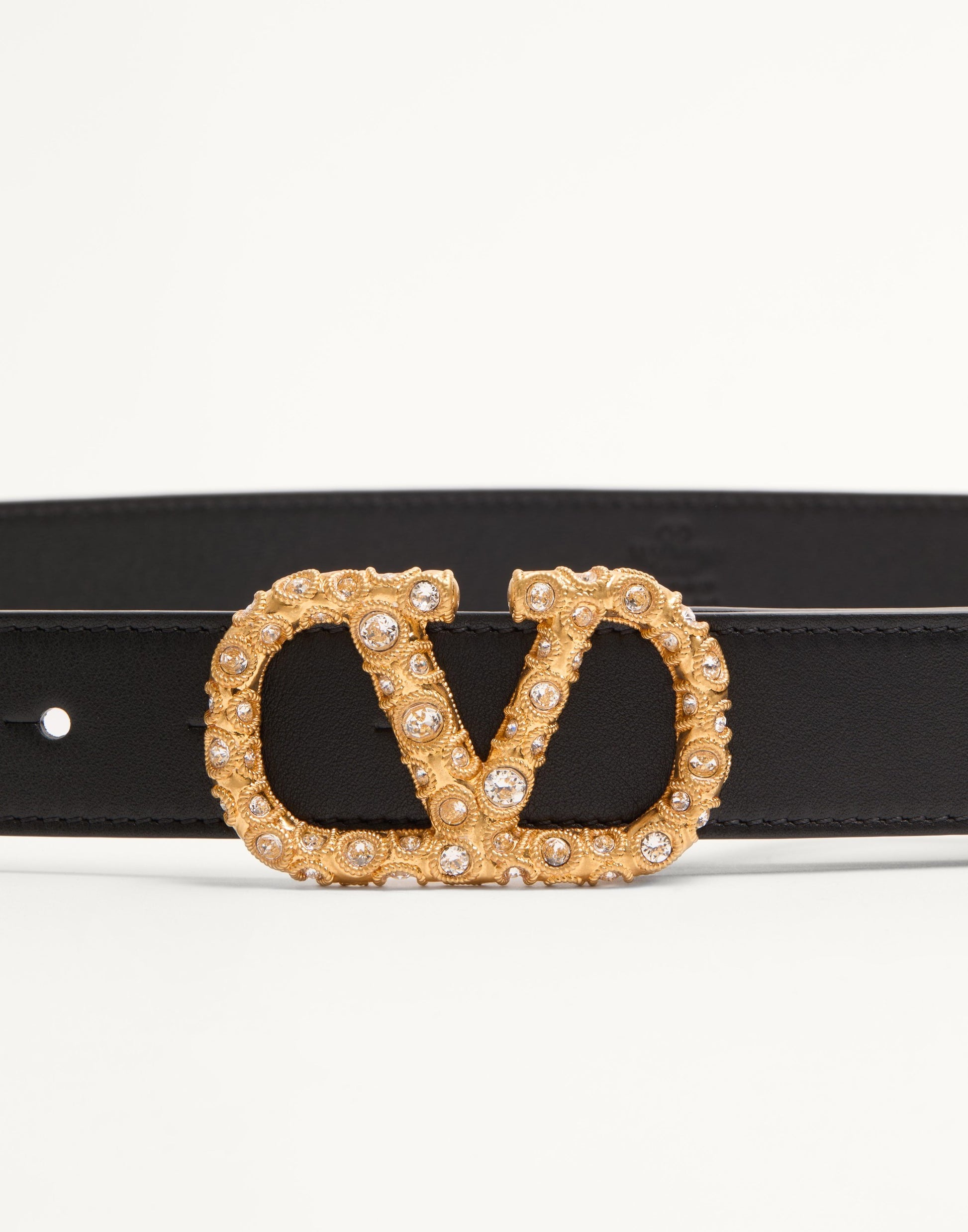 Vlogo Signature Belt In Shiny Calfskin With Crystals 30 Mm