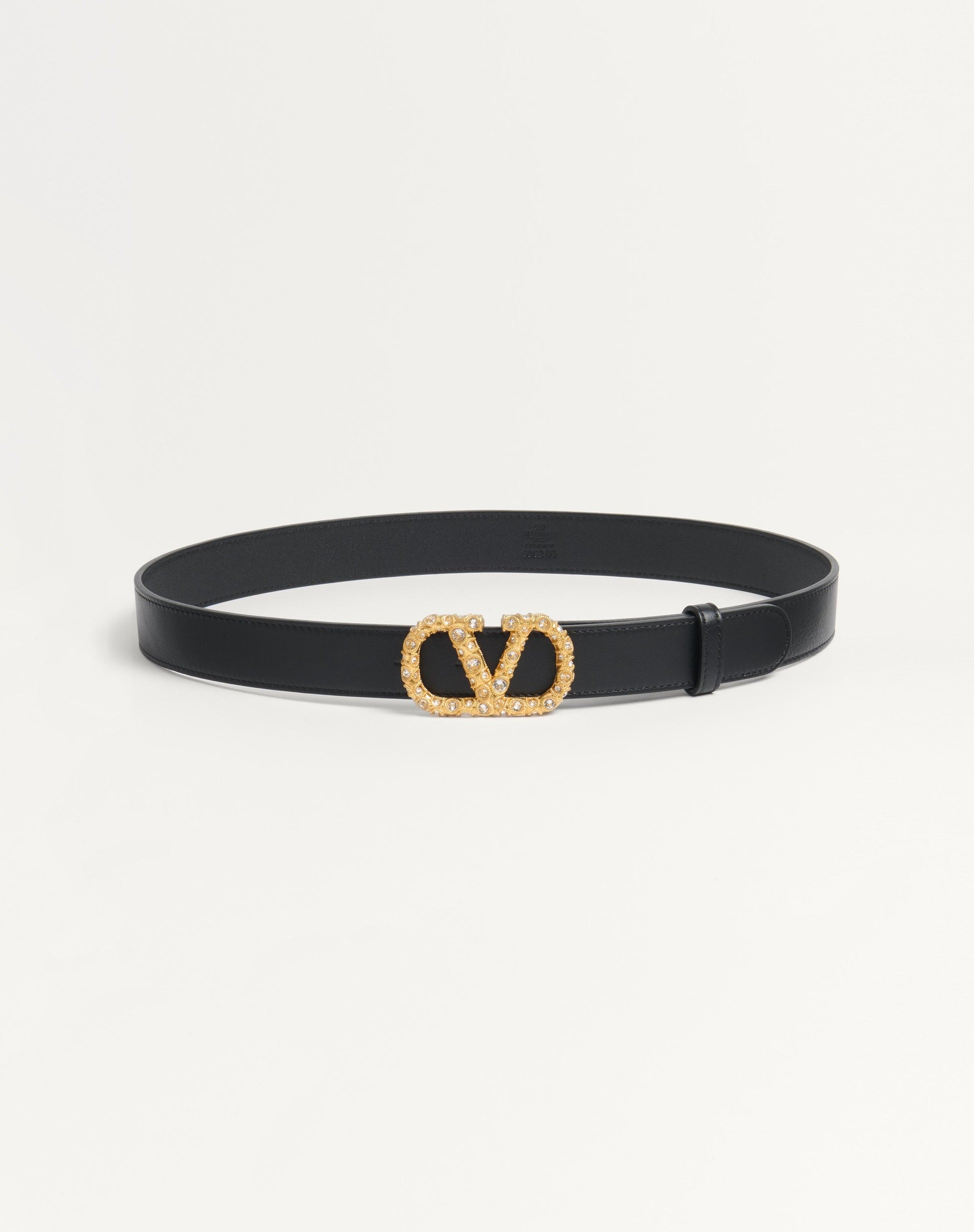 Vlogo Signature Belt In Shiny Calfskin With Crystals 30 Mm