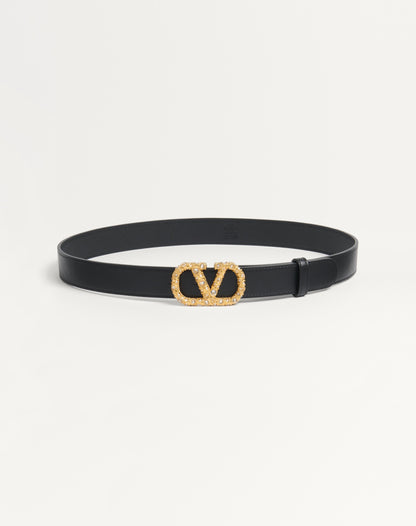 Vlogo Signature Belt In Shiny Calfskin With Crystals 30 Mm
