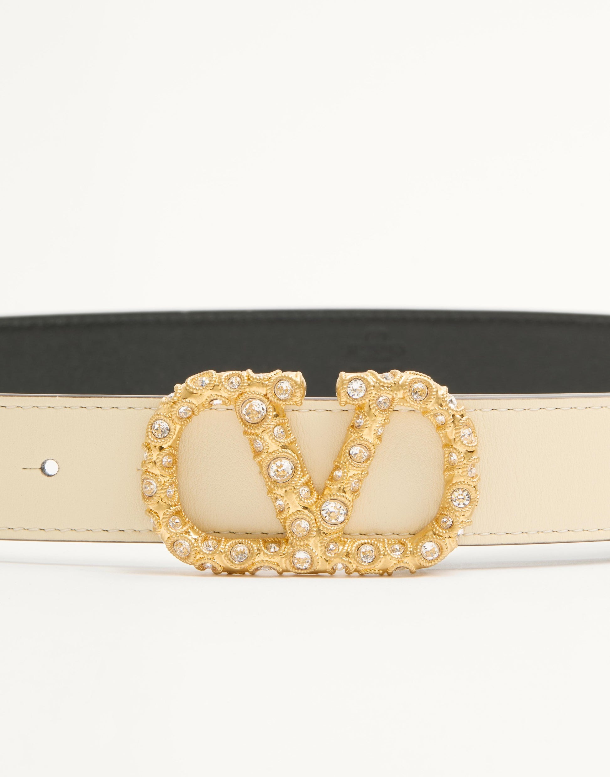 Vlogo Signature Belt In Shiny Calfskin With Crystals 30 Mm