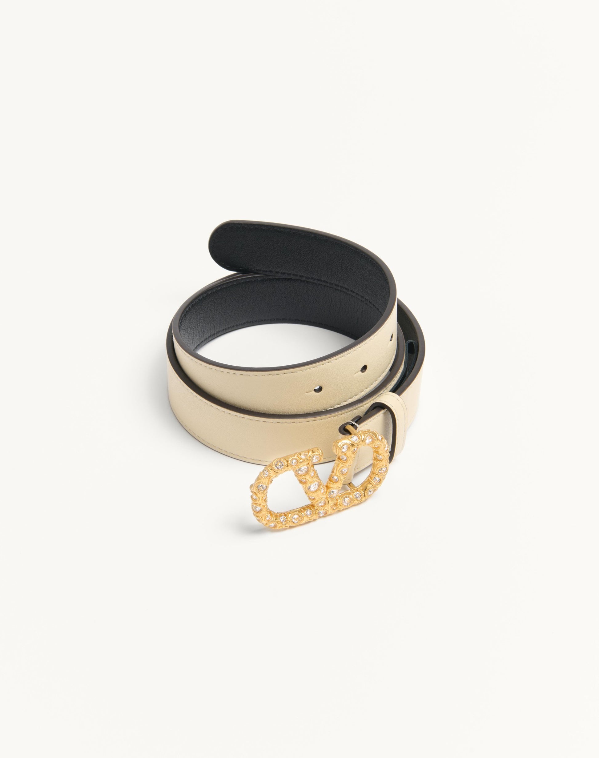 Vlogo Signature Belt In Shiny Calfskin With Crystals 30 Mm