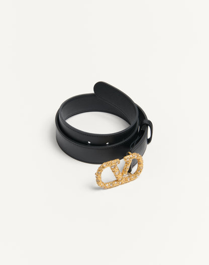 Vlogo Signature Belt In Shiny Calfskin With Crystals 30 Mm