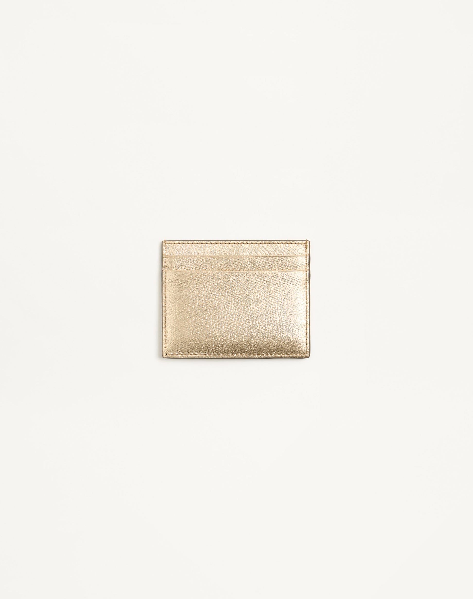 Vlogo Signature Card Holder In Laminated Grainy Calfskin With Jewel Logo