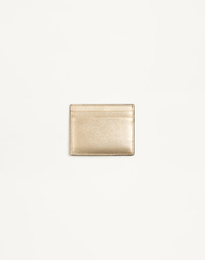 Vlogo Signature Card Holder In Laminated Grainy Calfskin With Jewel Logo