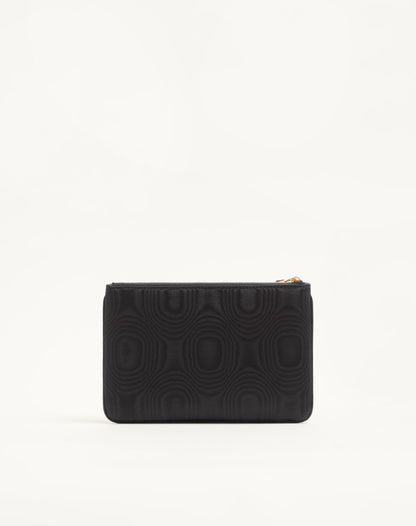 Vlogo Signature Clutch In Moiré Fabric With Jewel Logo.