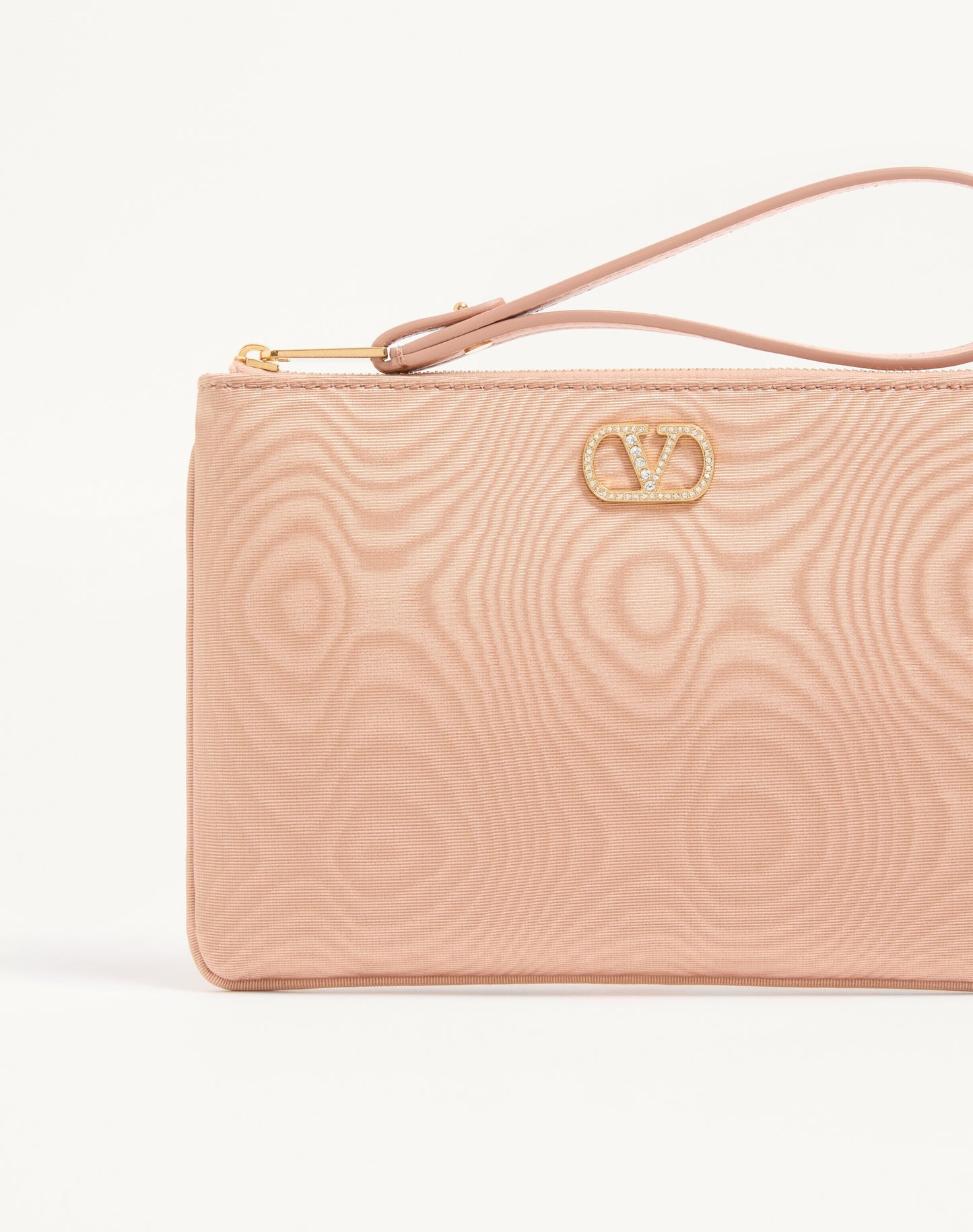 Vlogo Signature Clutch In Moiré Fabric With Jewel Logo.