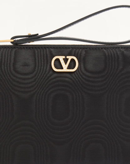 Vlogo Signature Clutch In Moiré Fabric With Jewel Logo.