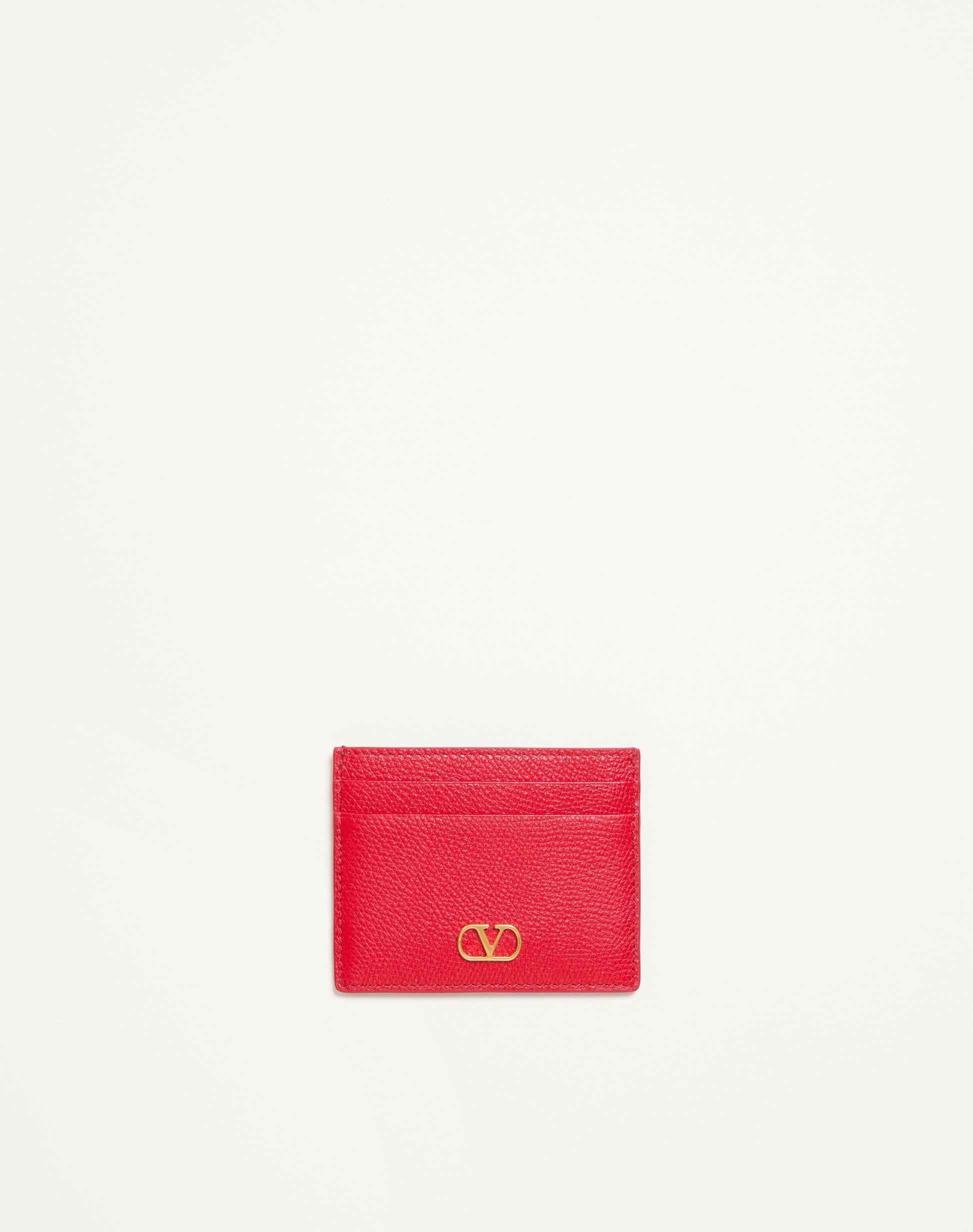 Vlogo Signature Grainy Calfskin Card Holder