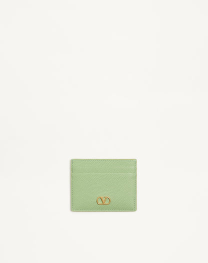 Vlogo Signature Grainy Calfskin Card Holder