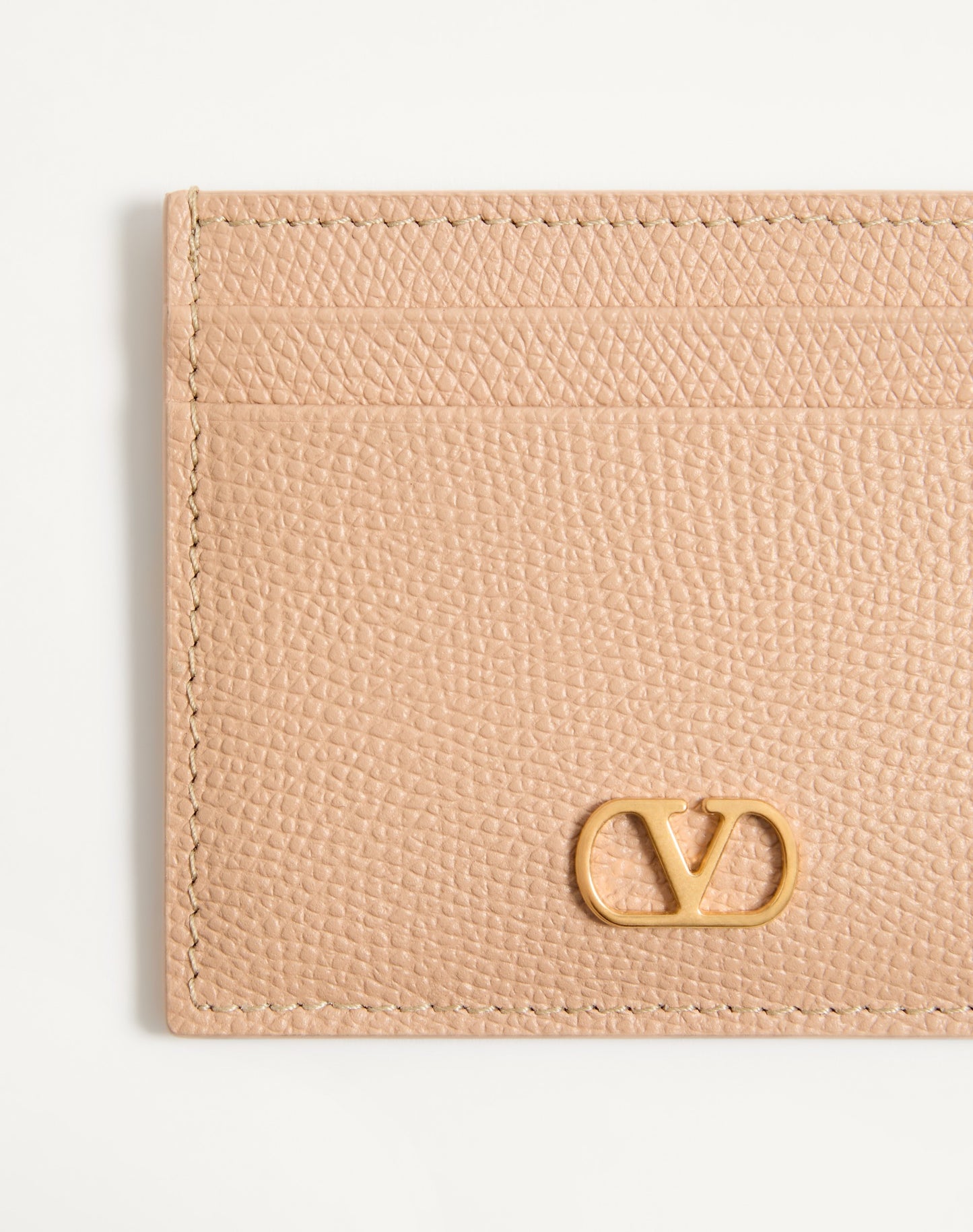 Vlogo Signature Grainy Calfskin Card Holder