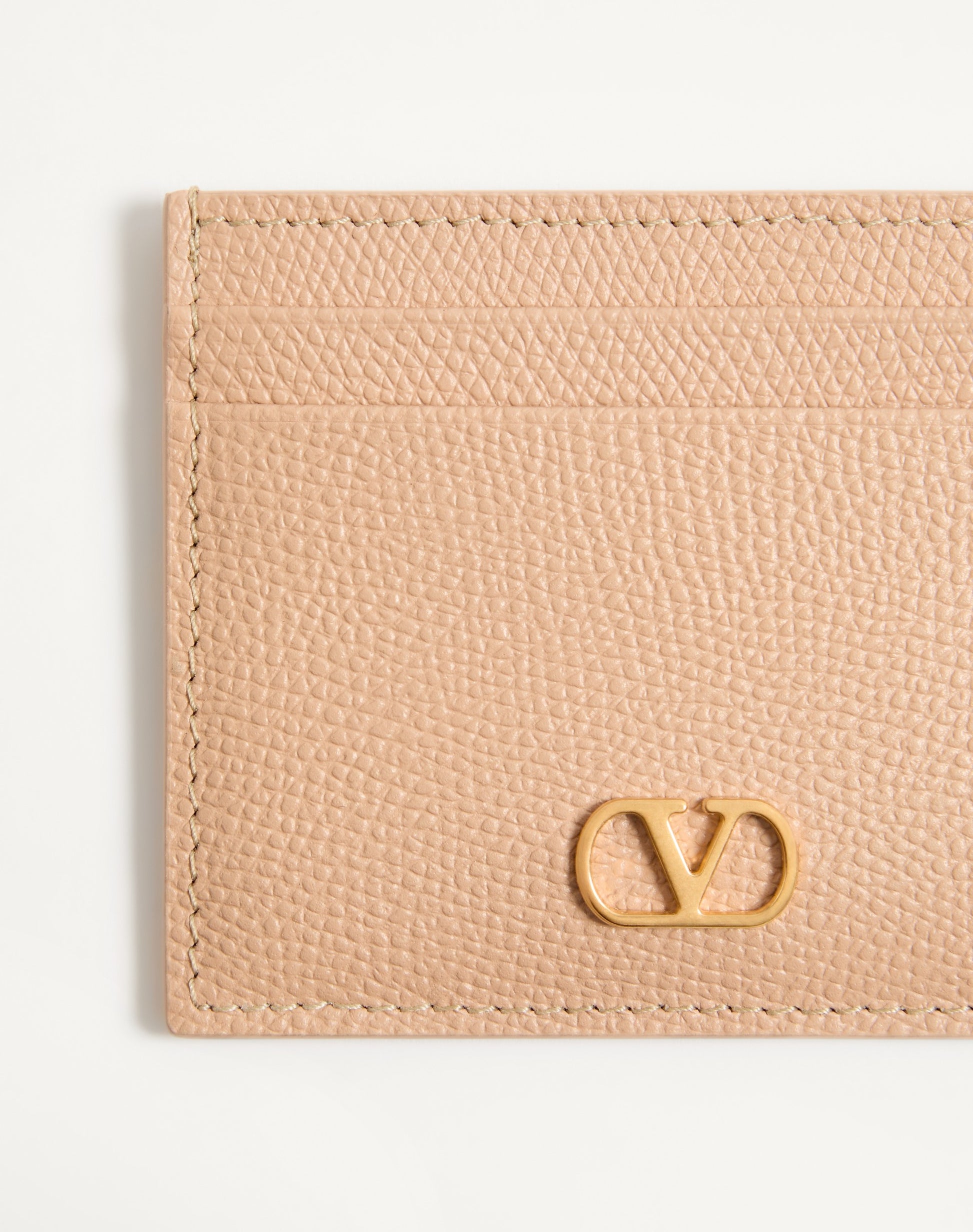 Vlogo Signature Grainy Calfskin Card Holder