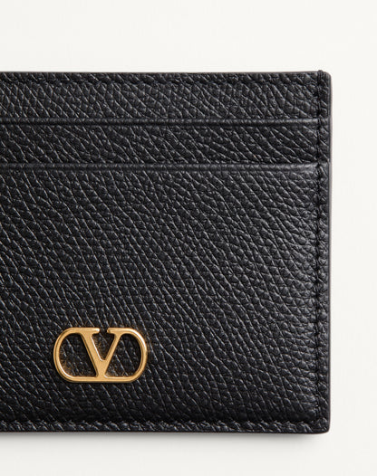 Vlogo Signature Grainy Calfskin Card Holder