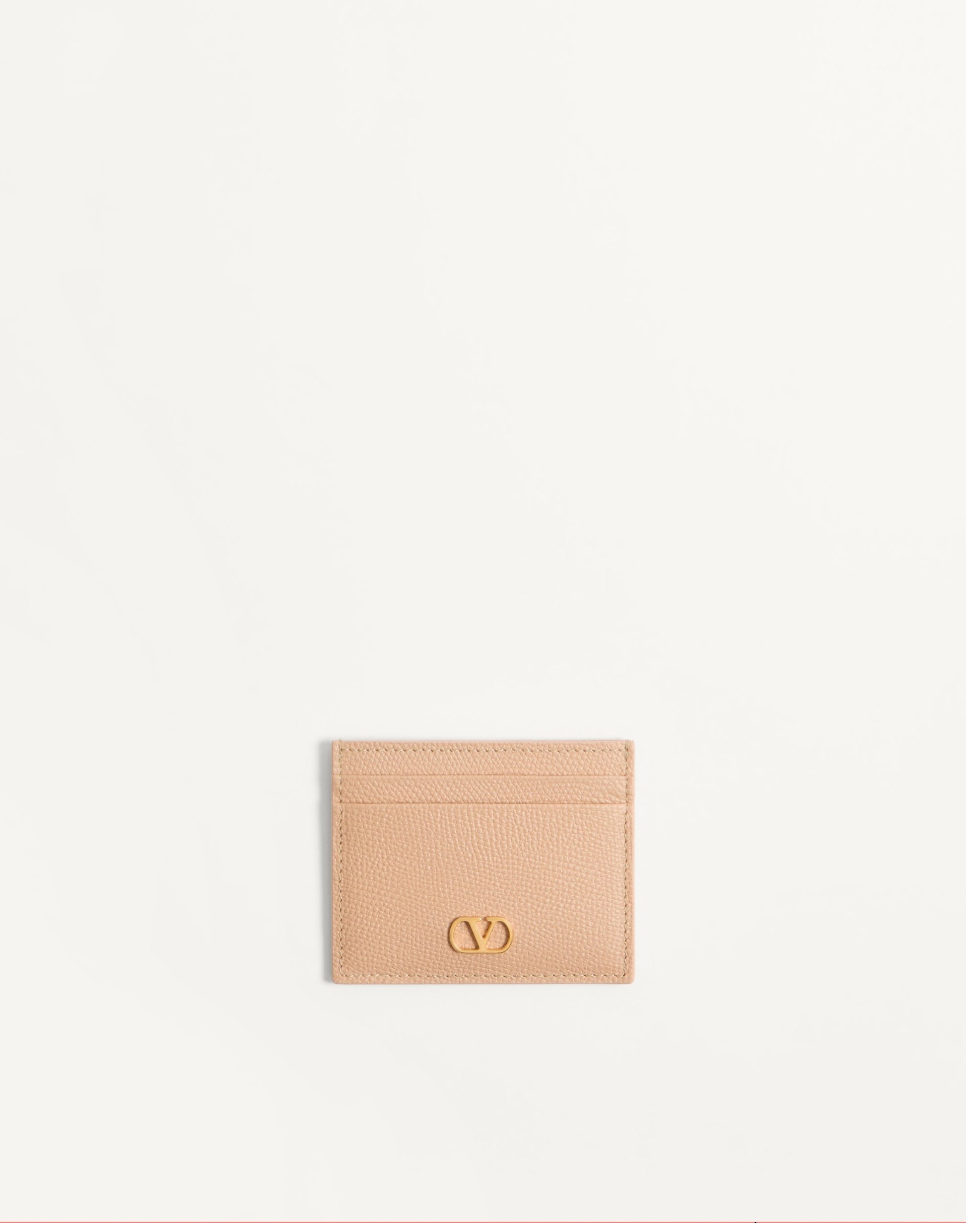 Vlogo Signature Grainy Calfskin Card Holder