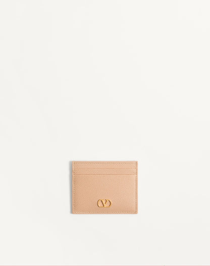 Vlogo Signature Grainy Calfskin Card Holder