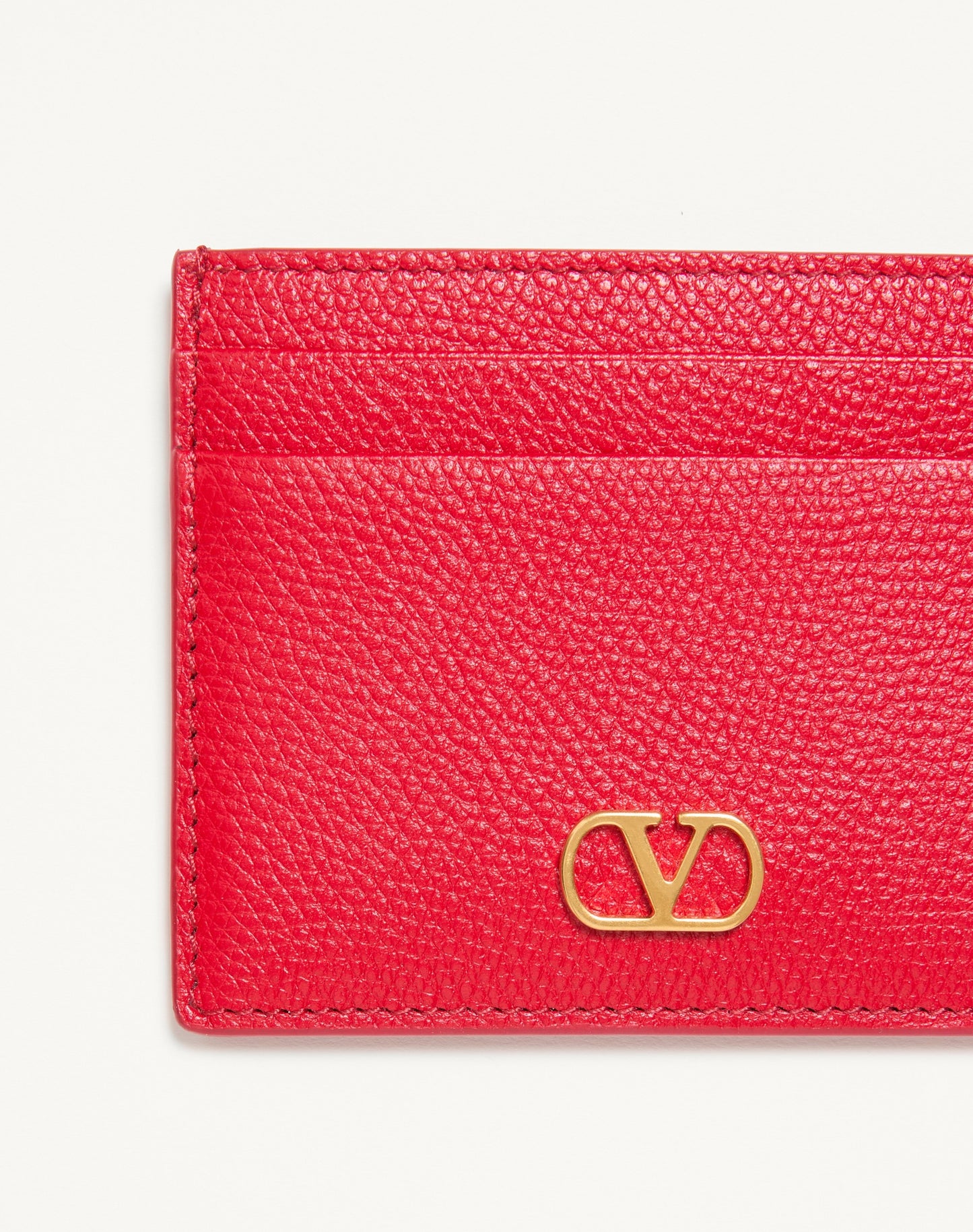 Vlogo Signature Grainy Calfskin Card Holder