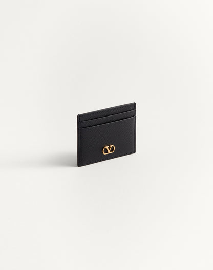 Vlogo Signature Grainy Calfskin Card Holder