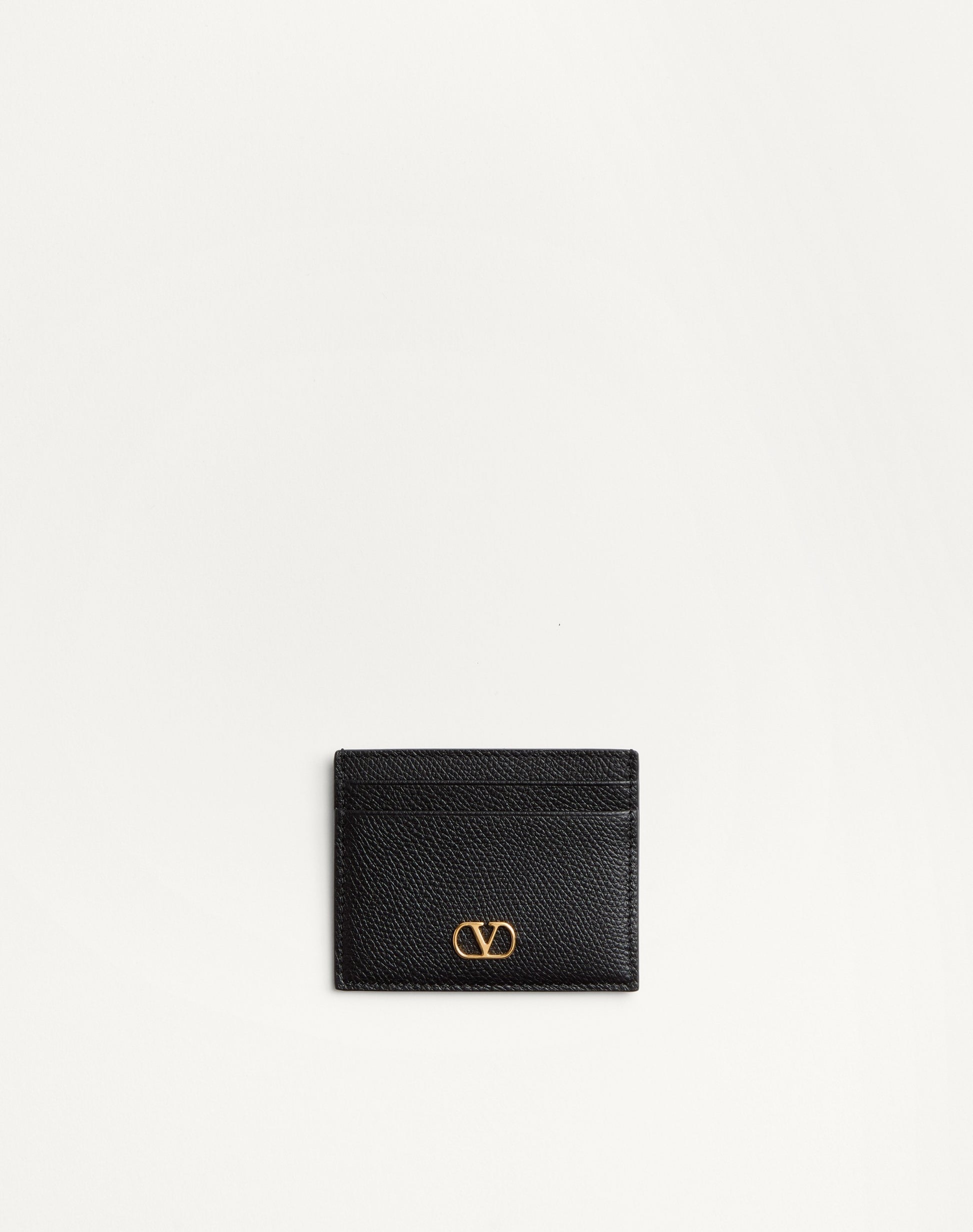 Vlogo Signature Grainy Calfskin Card Holder