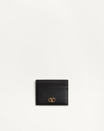 Vlogo Signature Grainy Calfskin Card Holder