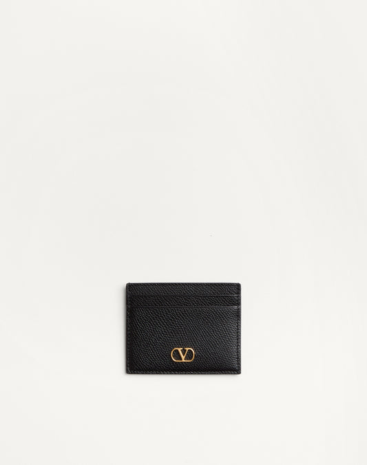 Vlogo Signature Grainy Calfskin Card Holder
