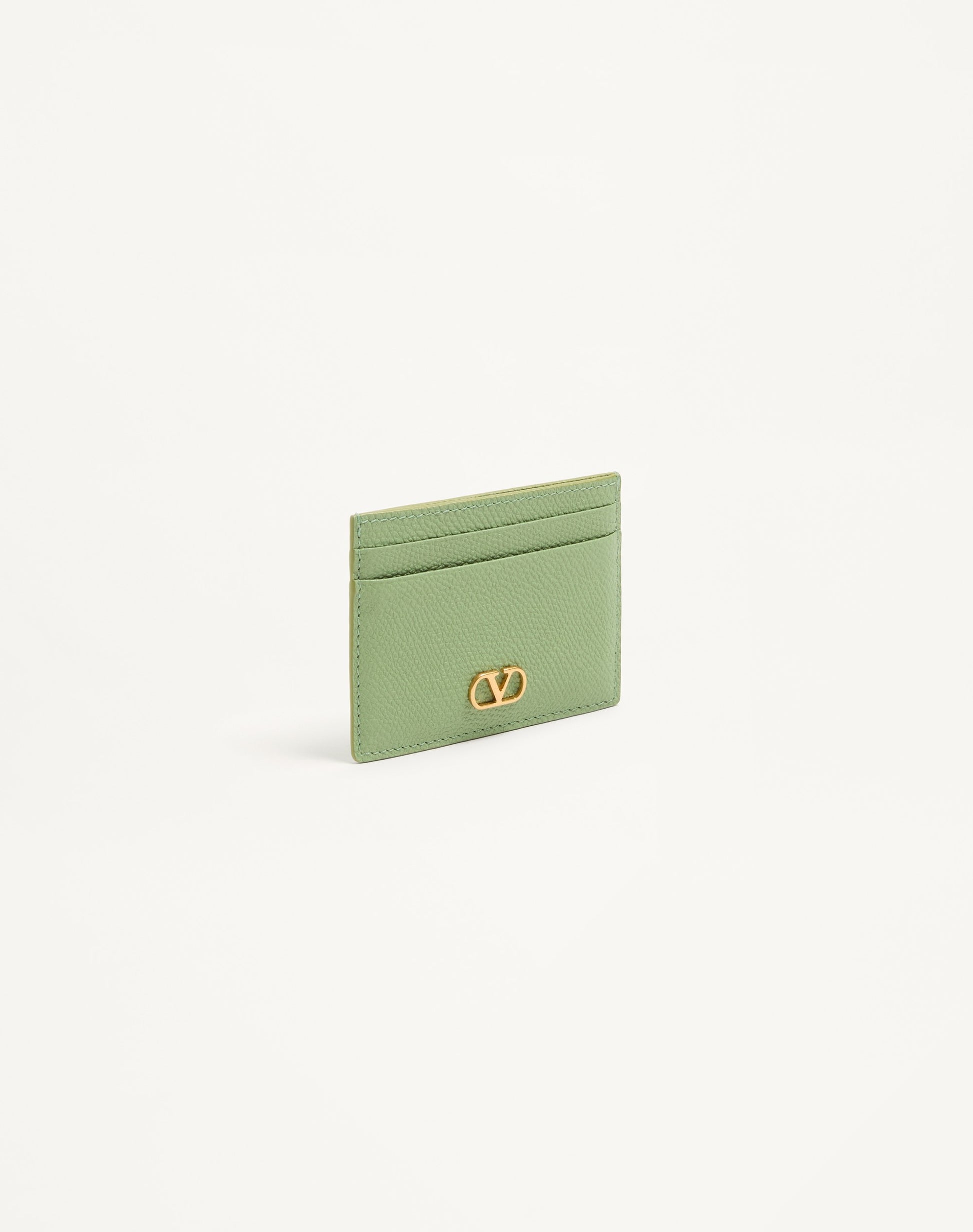 Vlogo Signature Grainy Calfskin Card Holder