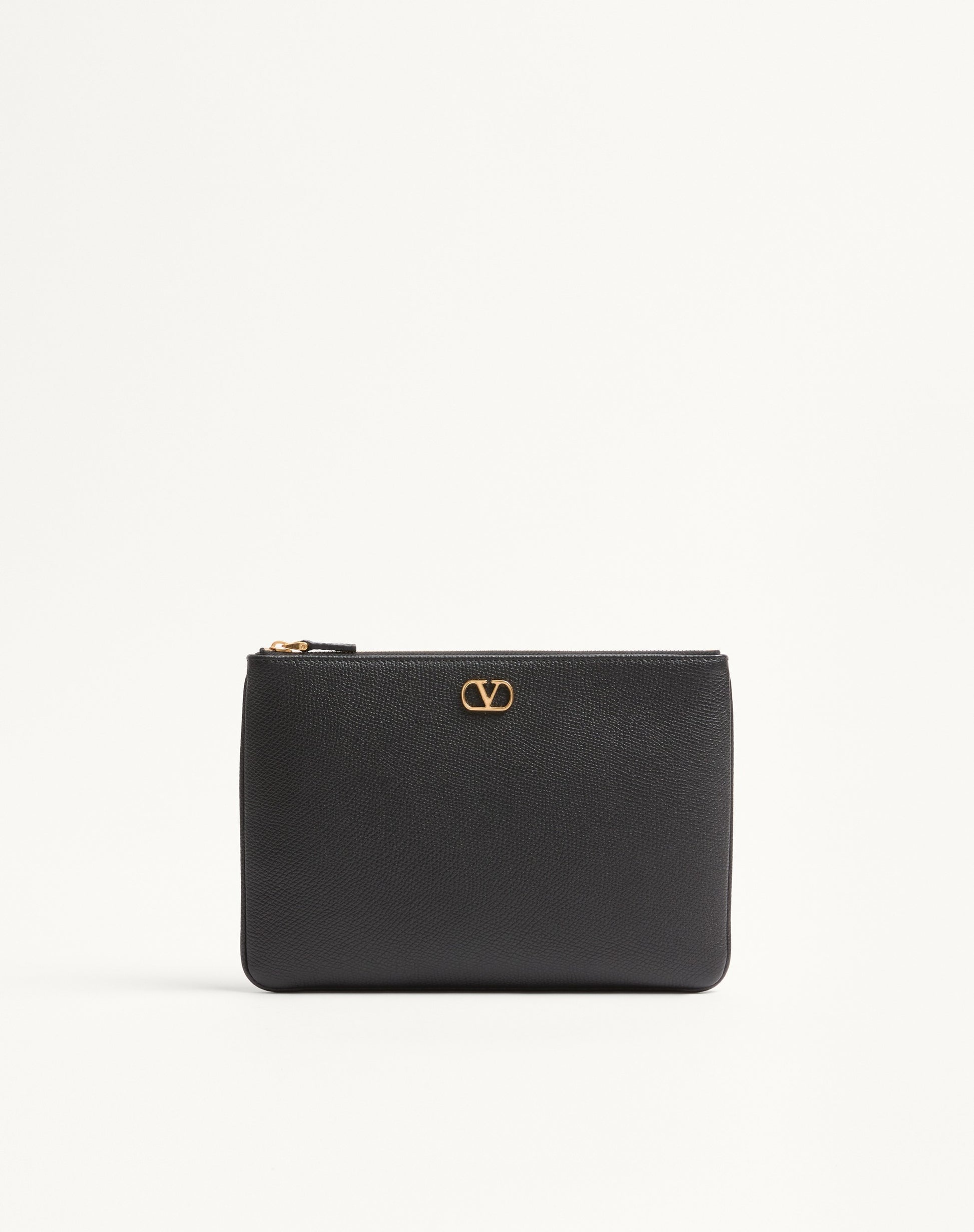 Vlogo Signature Grainy Calfskin Clutch Bag