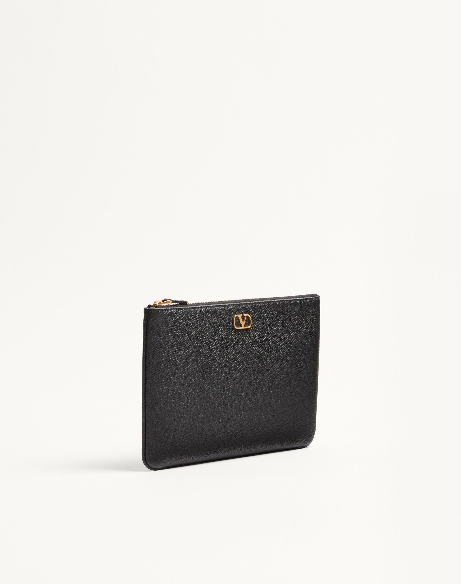 Vlogo Signature Grainy Calfskin Clutch Bag