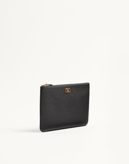 Vlogo Signature Grainy Calfskin Clutch Bag