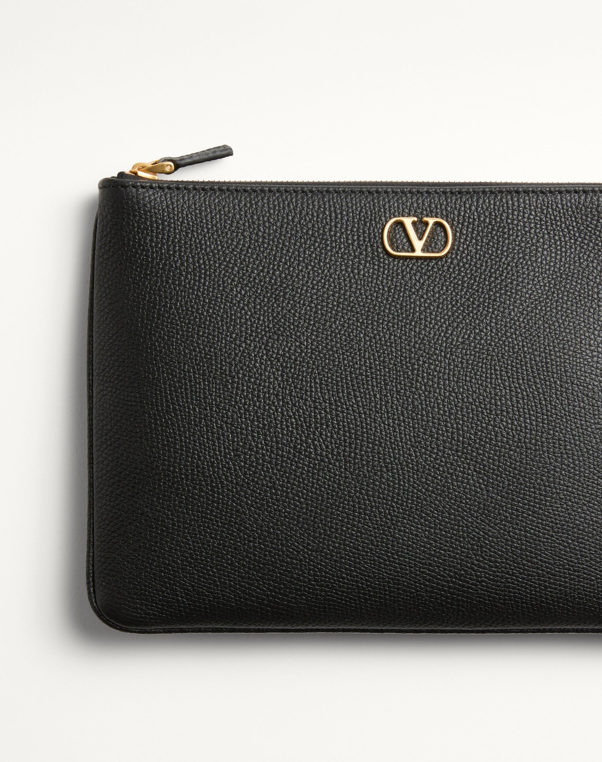 Vlogo Signature Grainy Calfskin Clutch Bag