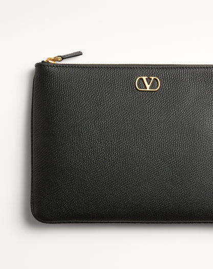 Vlogo Signature Grainy Calfskin Clutch Bag