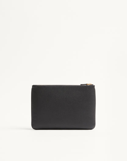 Vlogo Signature Grainy Calfskin Clutch Bag