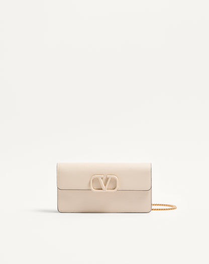 Vlogo Signature Grainy Calfskin Wallet With Chain