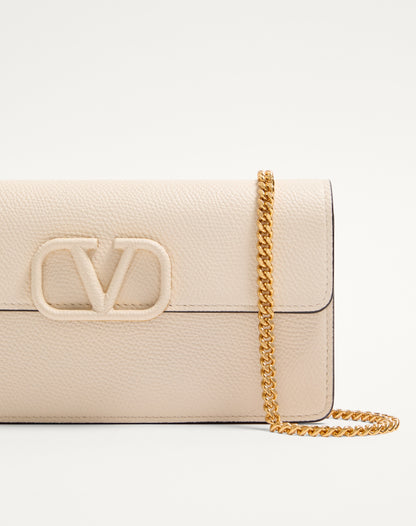 Vlogo Signature Grainy Calfskin Wallet With Chain