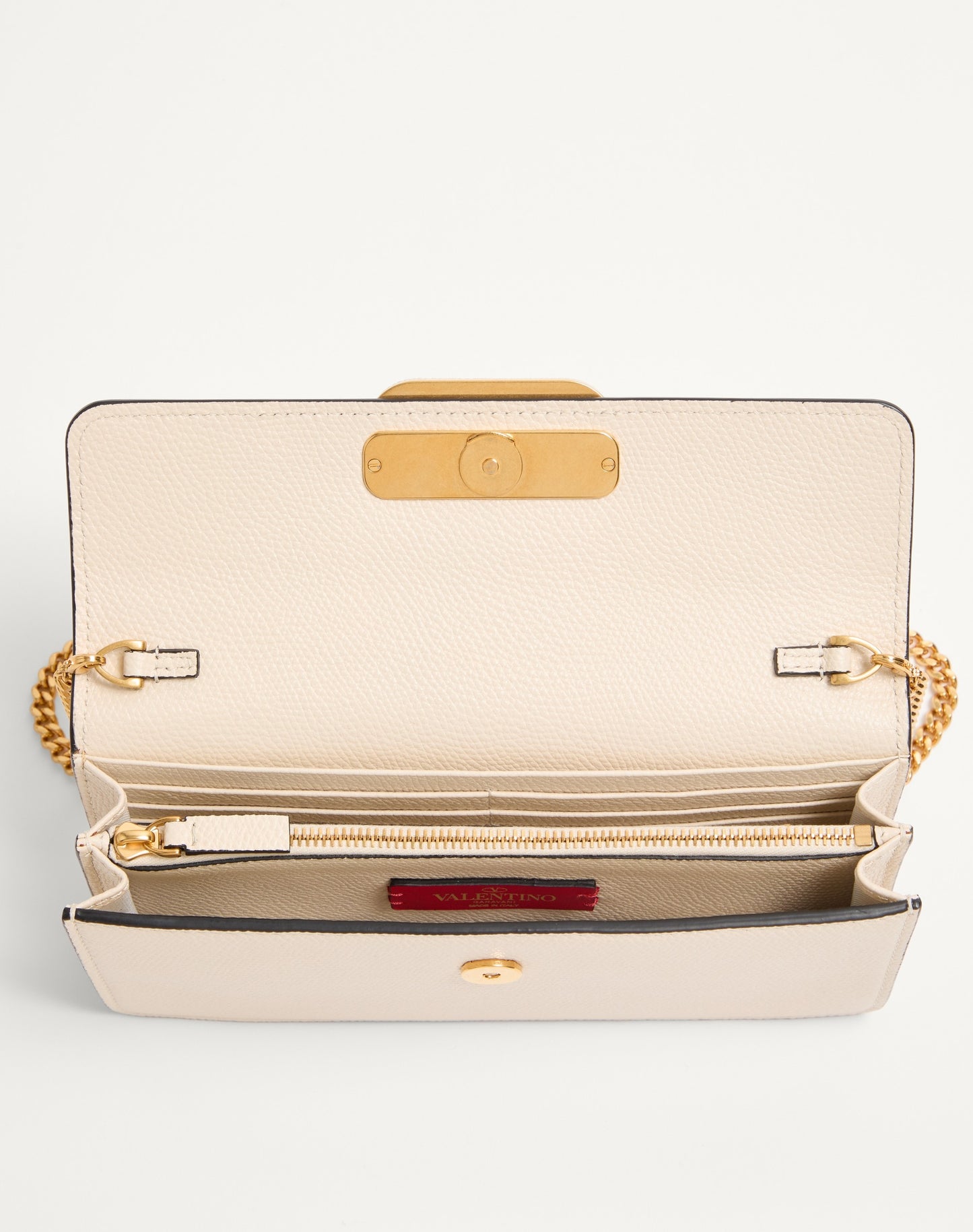 Vlogo Signature Grainy Calfskin Wallet With Chain