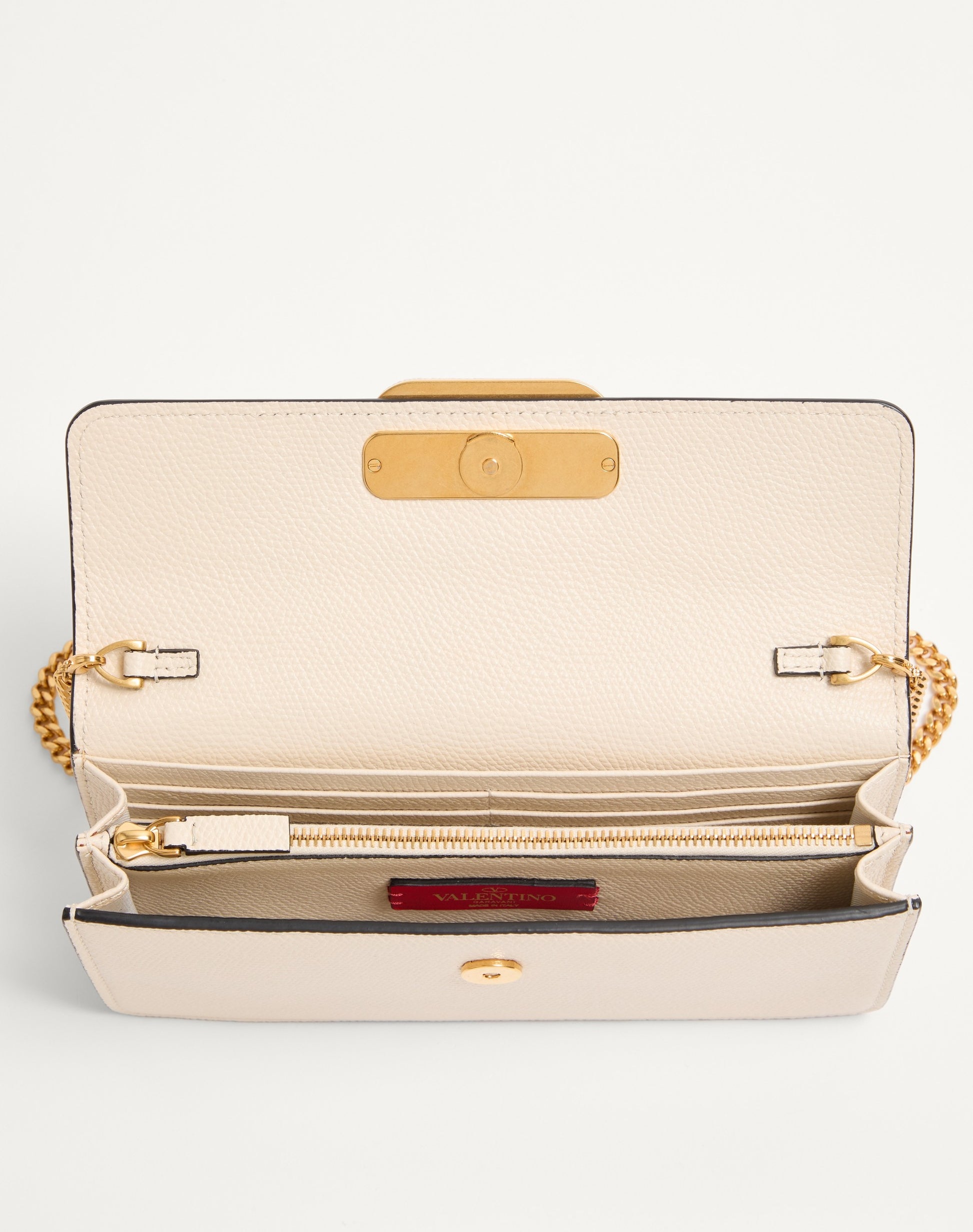 Vlogo Signature Grainy Calfskin Wallet With Chain