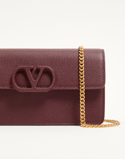 Vlogo Signature Grainy Calfskin Wallet With Chain