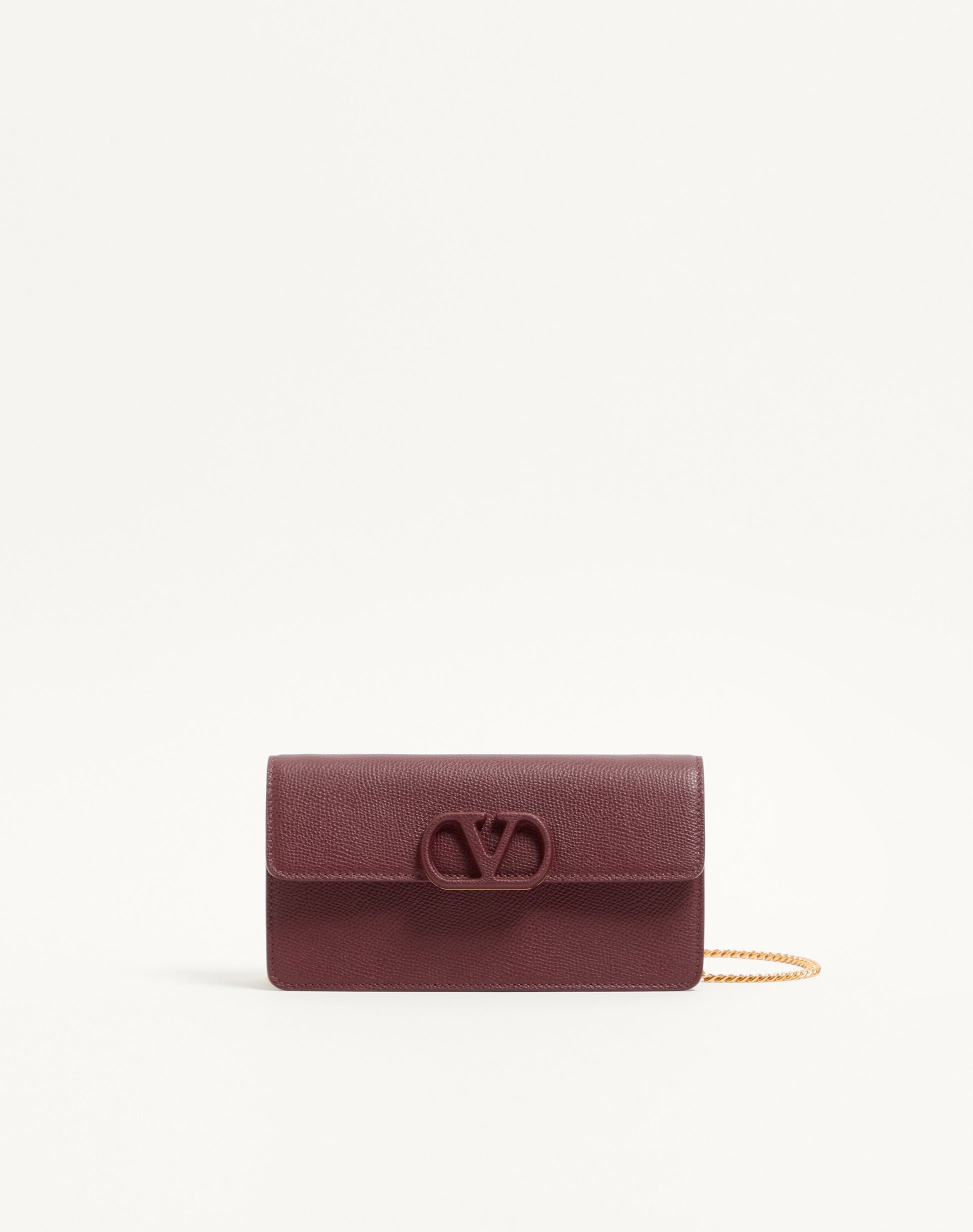 Vlogo Signature Grainy Calfskin Wallet With Chain