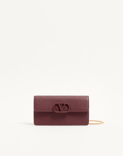 Vlogo Signature Grainy Calfskin Wallet With Chain