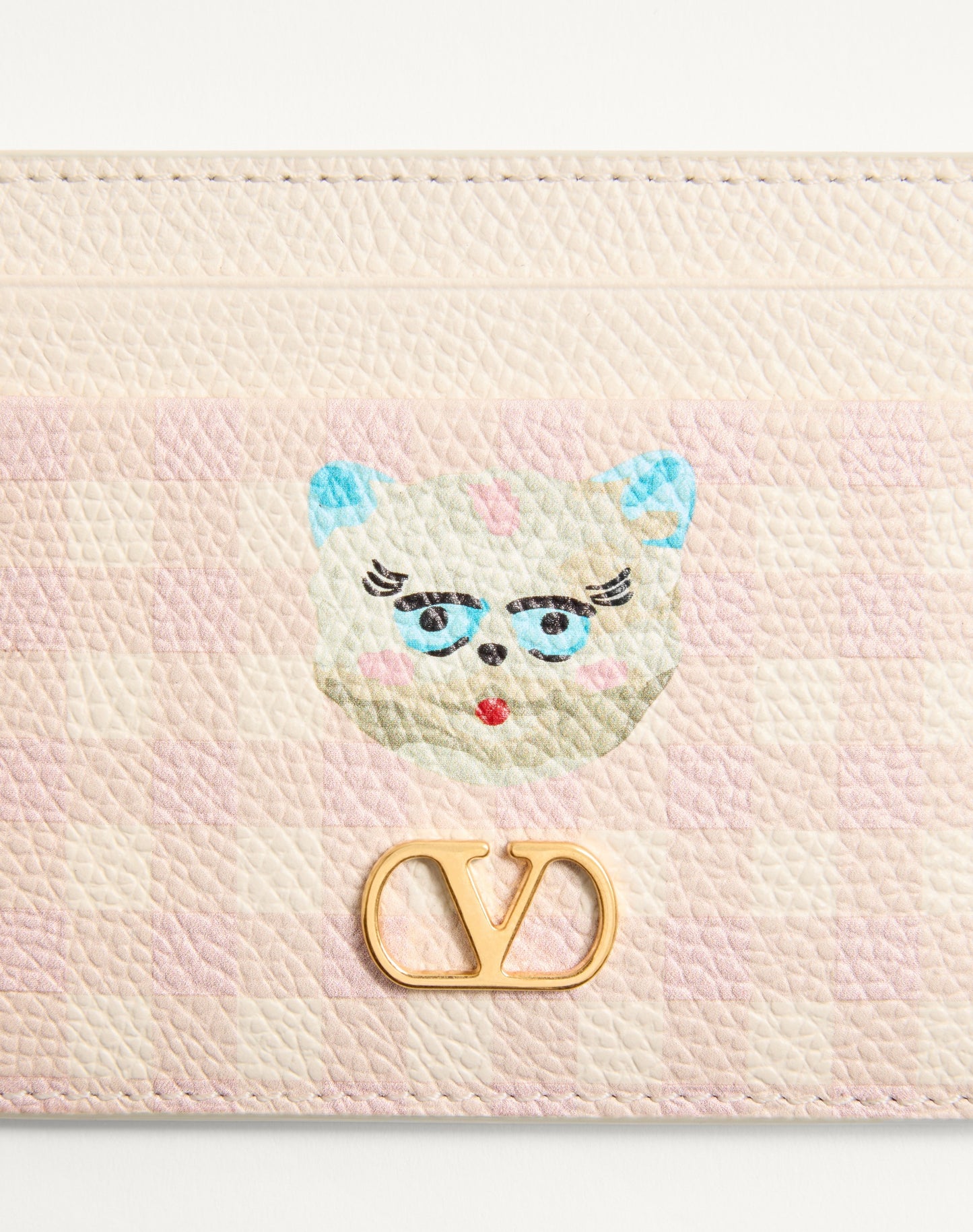 Vlogo Signature Le Chat De La Maison Cardholder In Grainy Calfskin