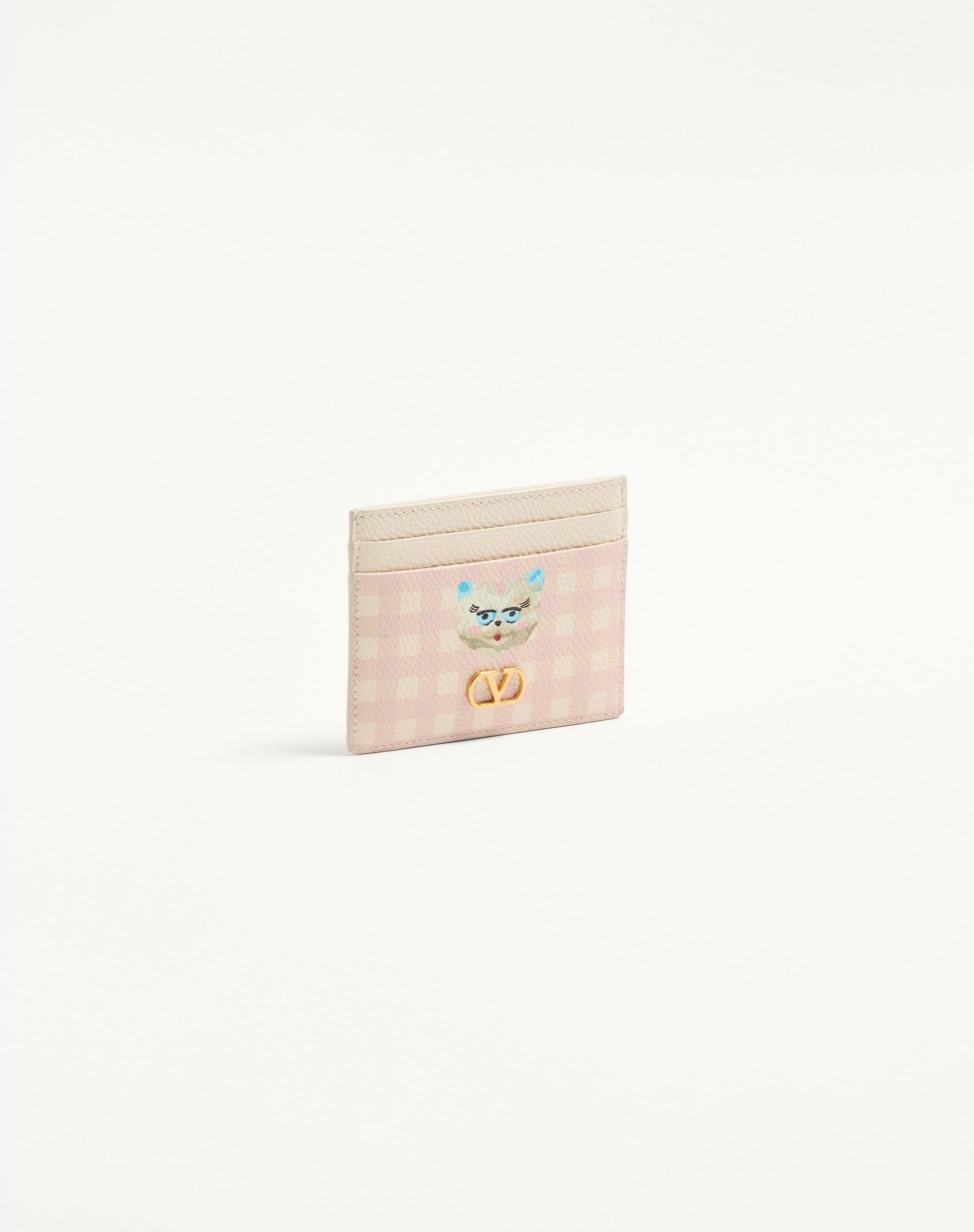 Vlogo Signature Le Chat De La Maison Cardholder In Grainy Calfskin