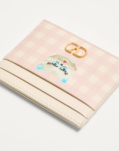Vlogo Signature Le Chat De La Maison Cardholder In Grainy Calfskin