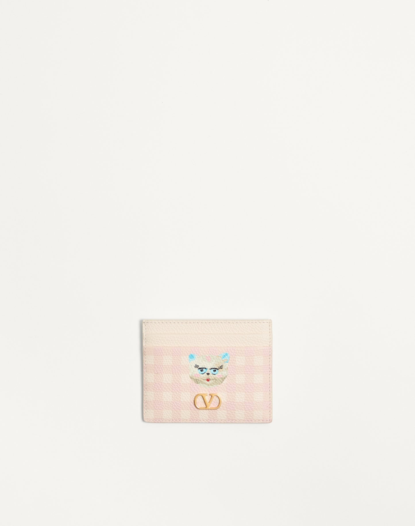 Vlogo Signature Le Chat De La Maison Cardholder In Grainy Calfskin