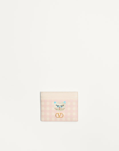 Vlogo Signature Le Chat De La Maison Cardholder In Grainy Calfskin