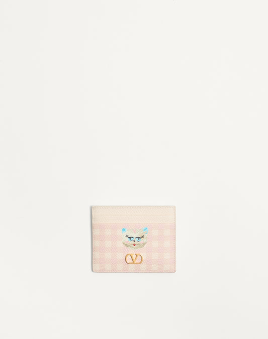 Vlogo Signature Le Chat De La Maison Cardholder In Grainy Calfskin