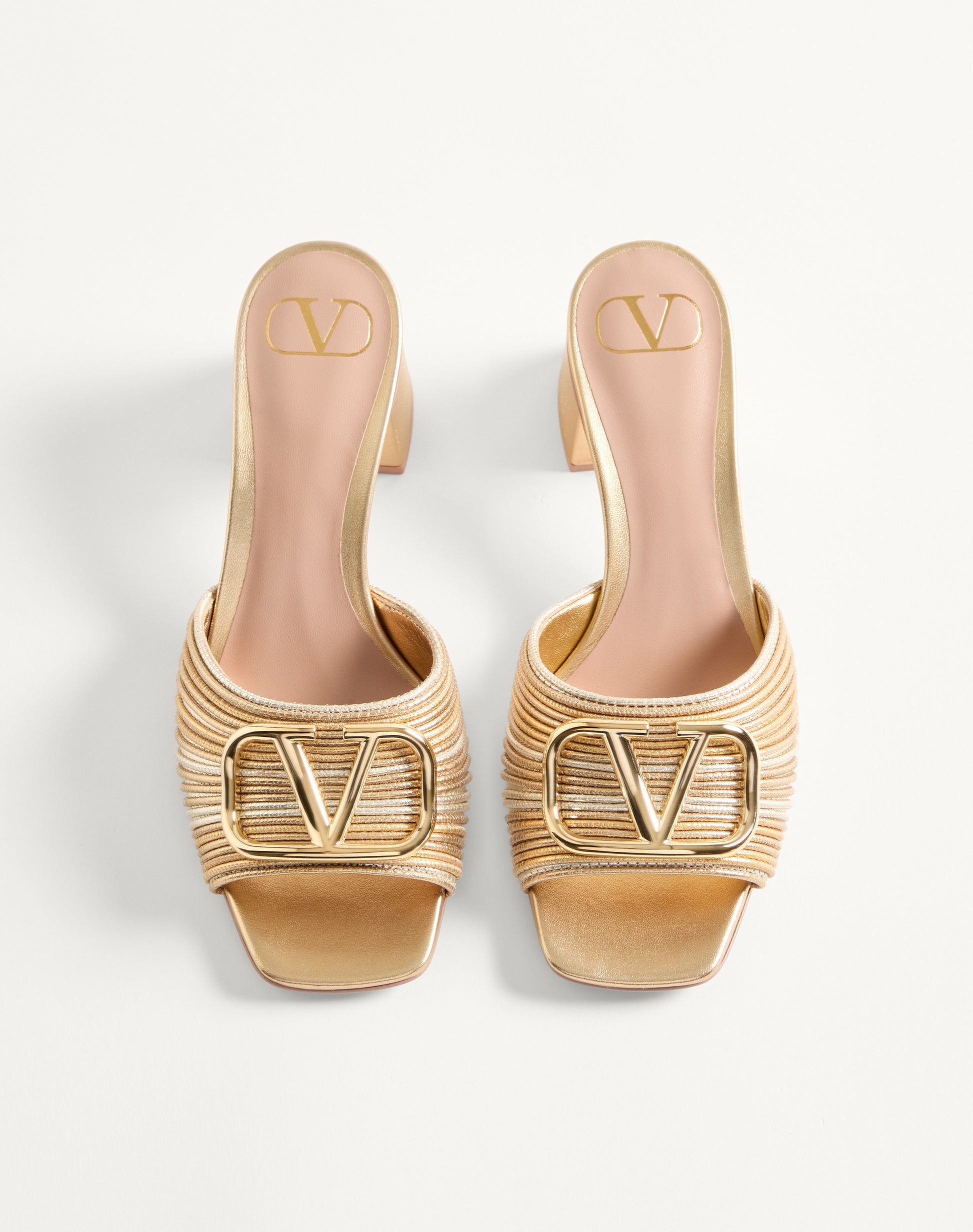 Vlogo Signature Metallic Slide Sandal With Cornely Embroidery 60mm