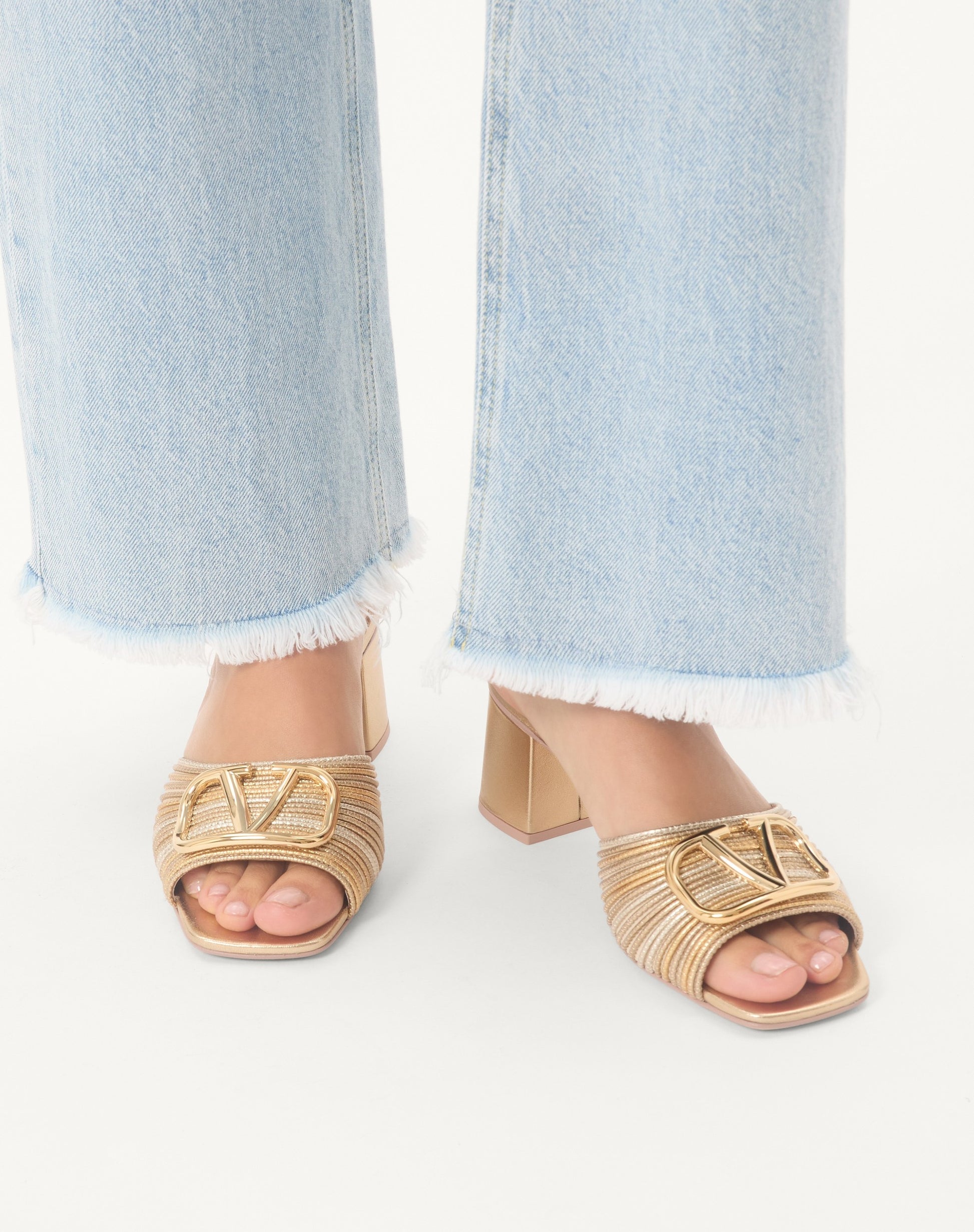 Vlogo Signature Metallic Slide Sandal With Cornely Embroidery 60mm
