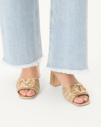 Vlogo Signature Metallic Slide Sandal With Cornely Embroidery 60mm